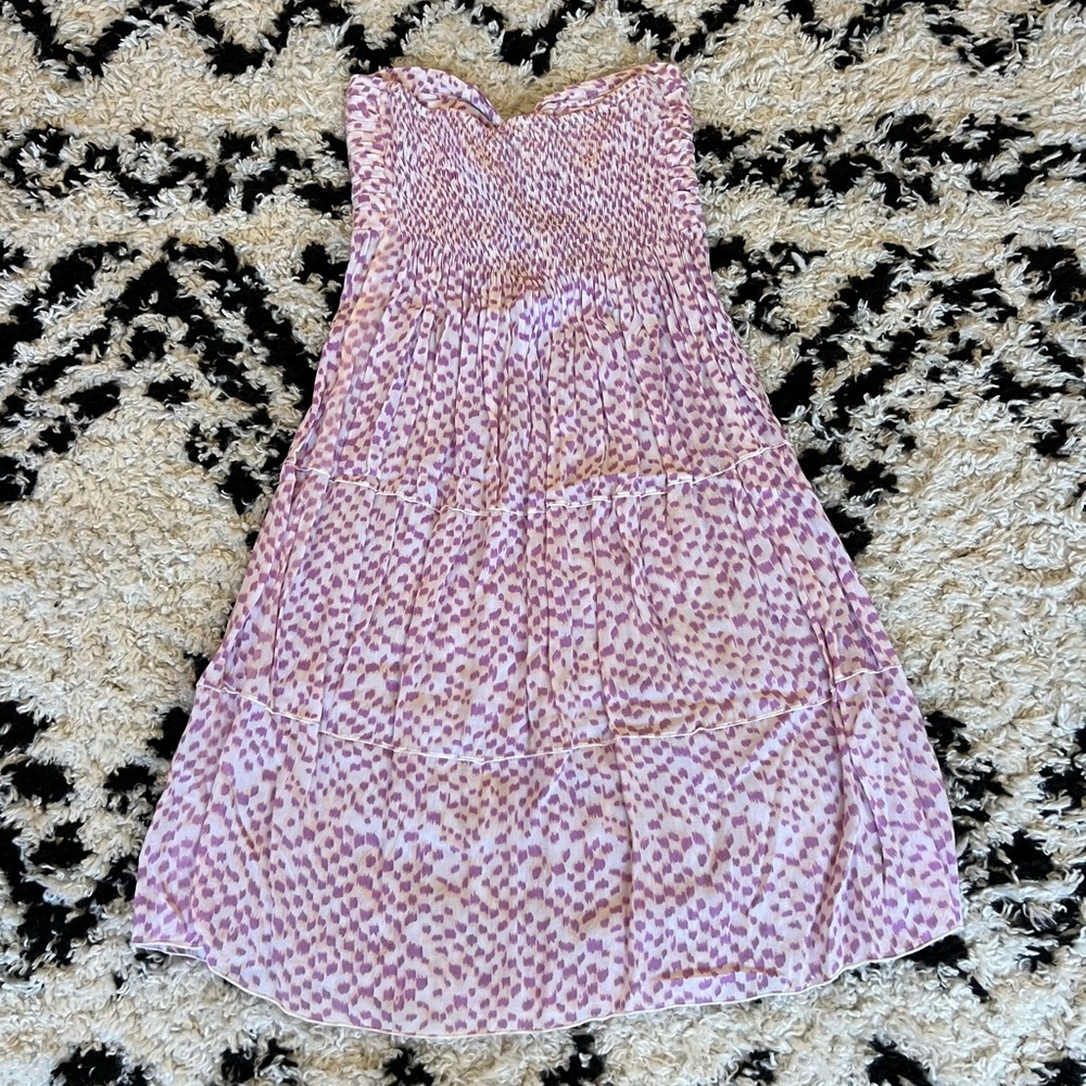 Tiare Hawaii Pink and White Strapless Dress/Cover up - Picture 4 of 7